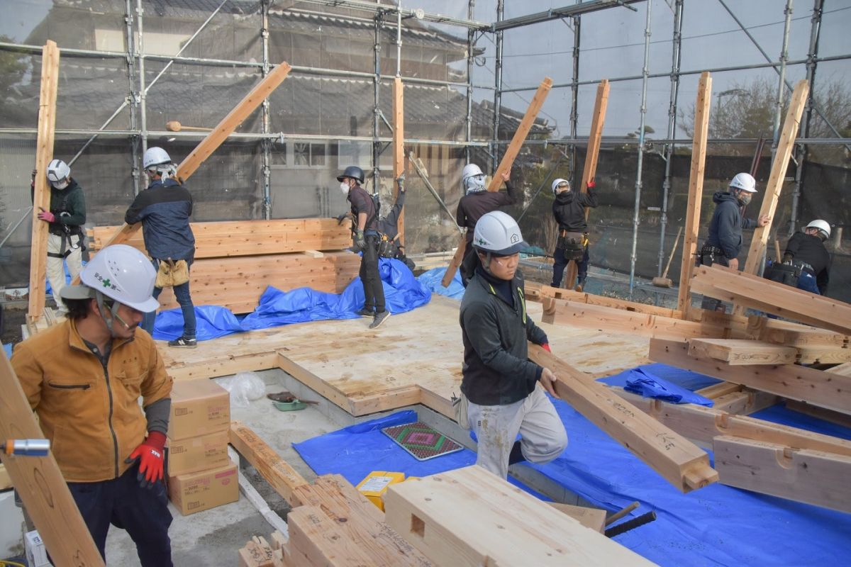 福岡県三井郡大刀洗町03　注文住宅建築現場リポート①　～上棟式・前編～