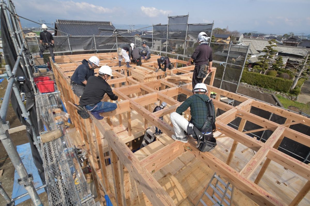 福岡県三井郡大刀洗町03　注文住宅建築現場リポート①　～上棟式・前編～