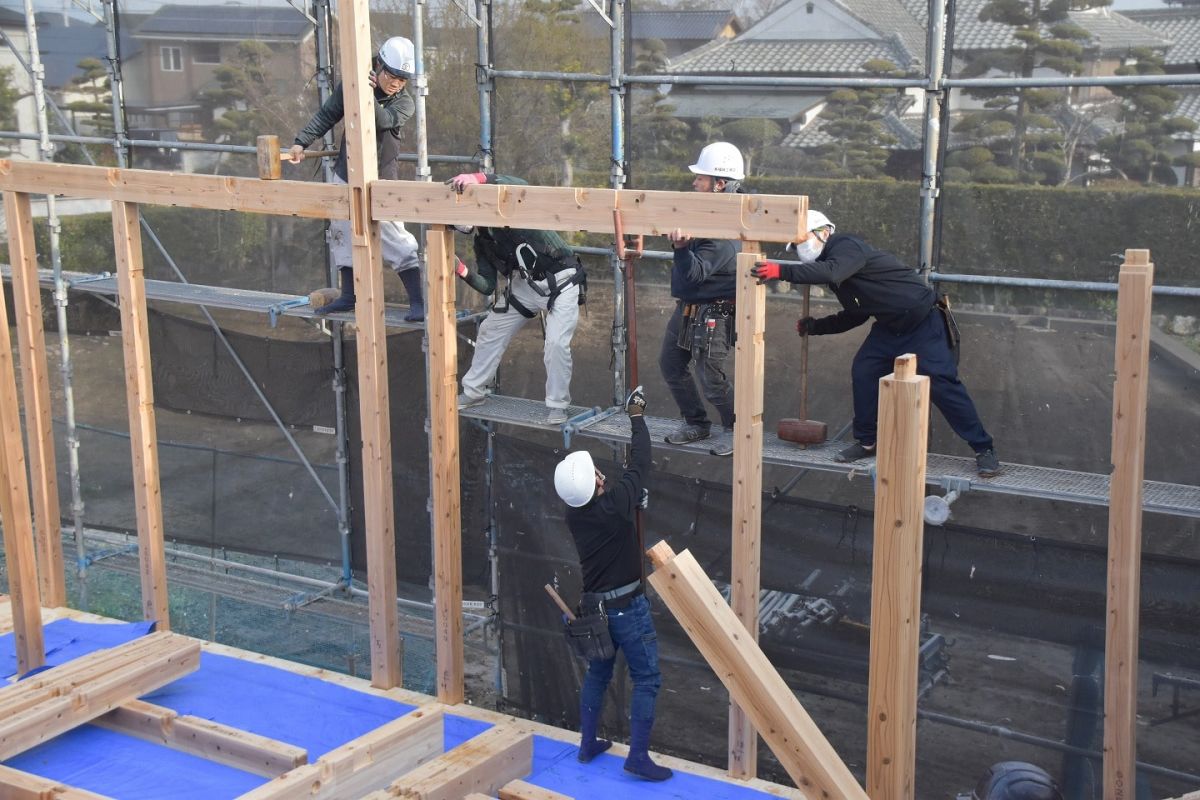 福岡県三井郡大刀洗町03　注文住宅建築現場リポート①　～上棟式・前編～