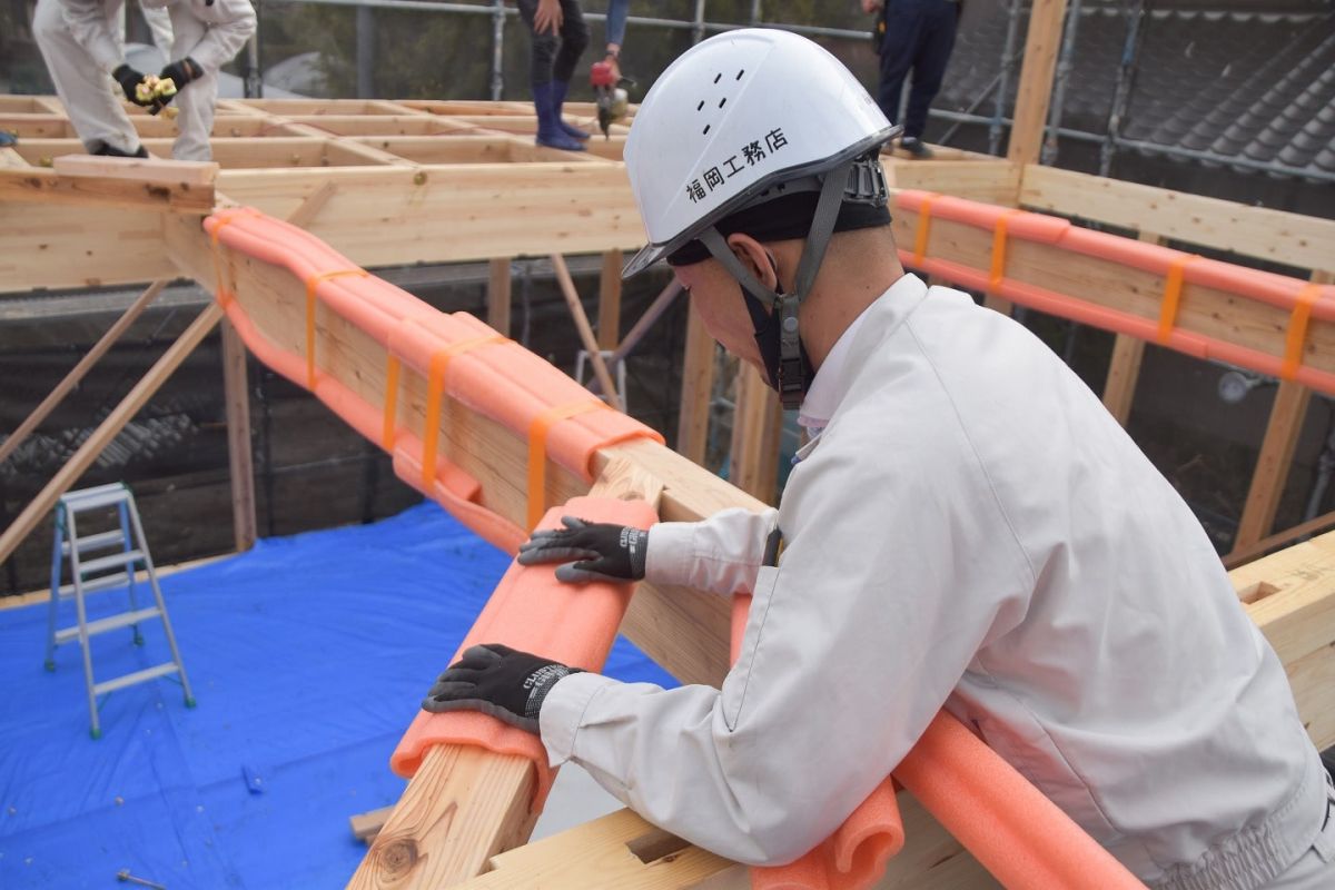 福岡県三井郡大刀洗町03　注文住宅建築現場リポート①　～上棟式・前編～