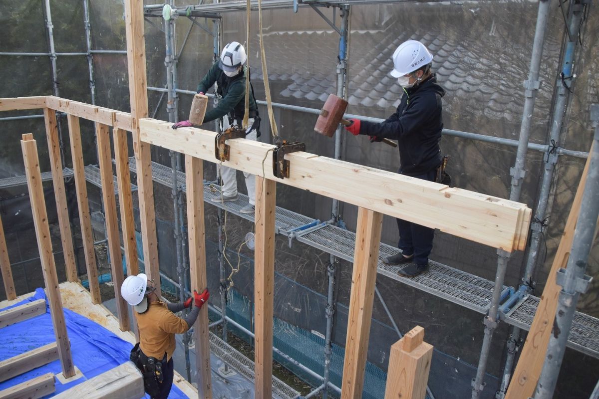 福岡県三井郡大刀洗町03　注文住宅建築現場リポート①　～上棟式・前編～