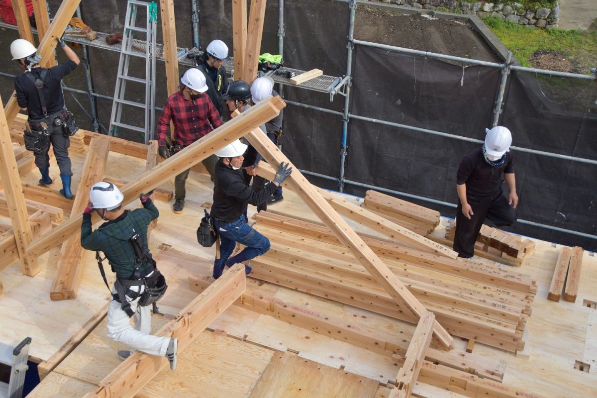 福岡県三井郡大刀洗町03　注文住宅建築現場リポート①　～上棟式・前編～