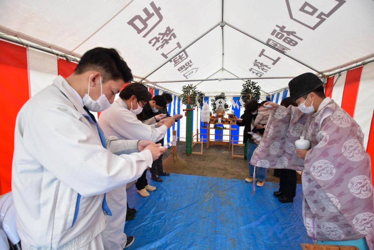 福岡県飯塚市有安字鳥羽01　注文住宅建築現場リポート①　～地鎮祭～