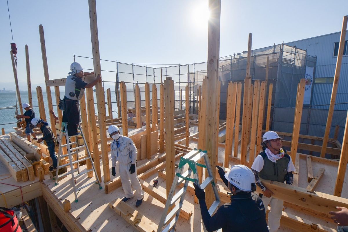 福岡県福岡市東区11　注文住宅建築現場リポート③　～上棟式・１日目午後〜