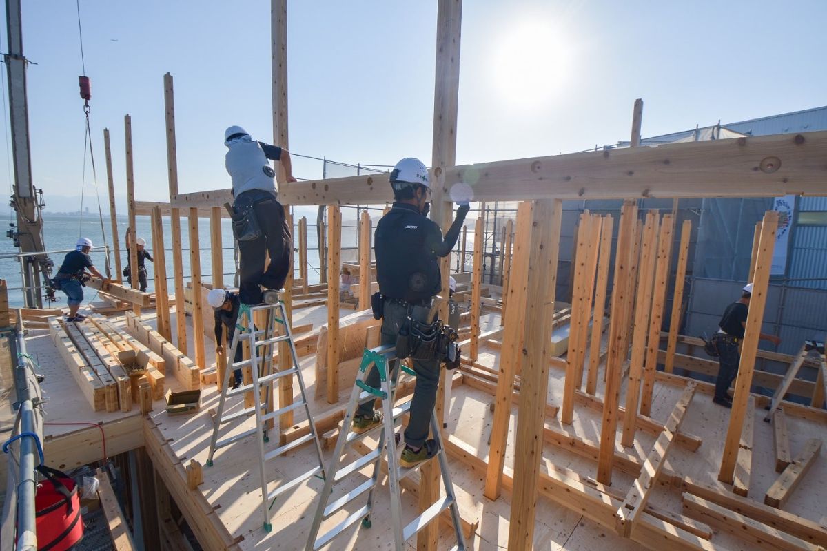 福岡県福岡市東区11　注文住宅建築現場リポート③　～上棟式・１日目午後〜