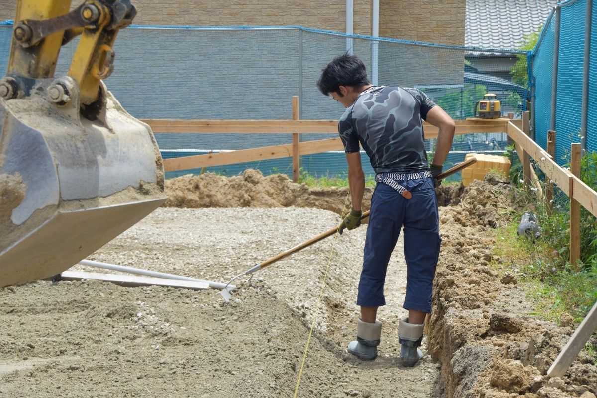 福岡県春日市12　注文住宅建築現場リポート②　～基礎工事・砕石転圧～