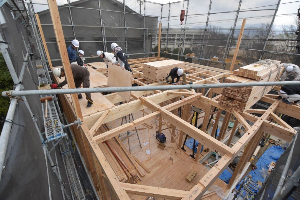 福岡県春日市11　注文住宅建築現場リポート③　～上棟式・1日目～