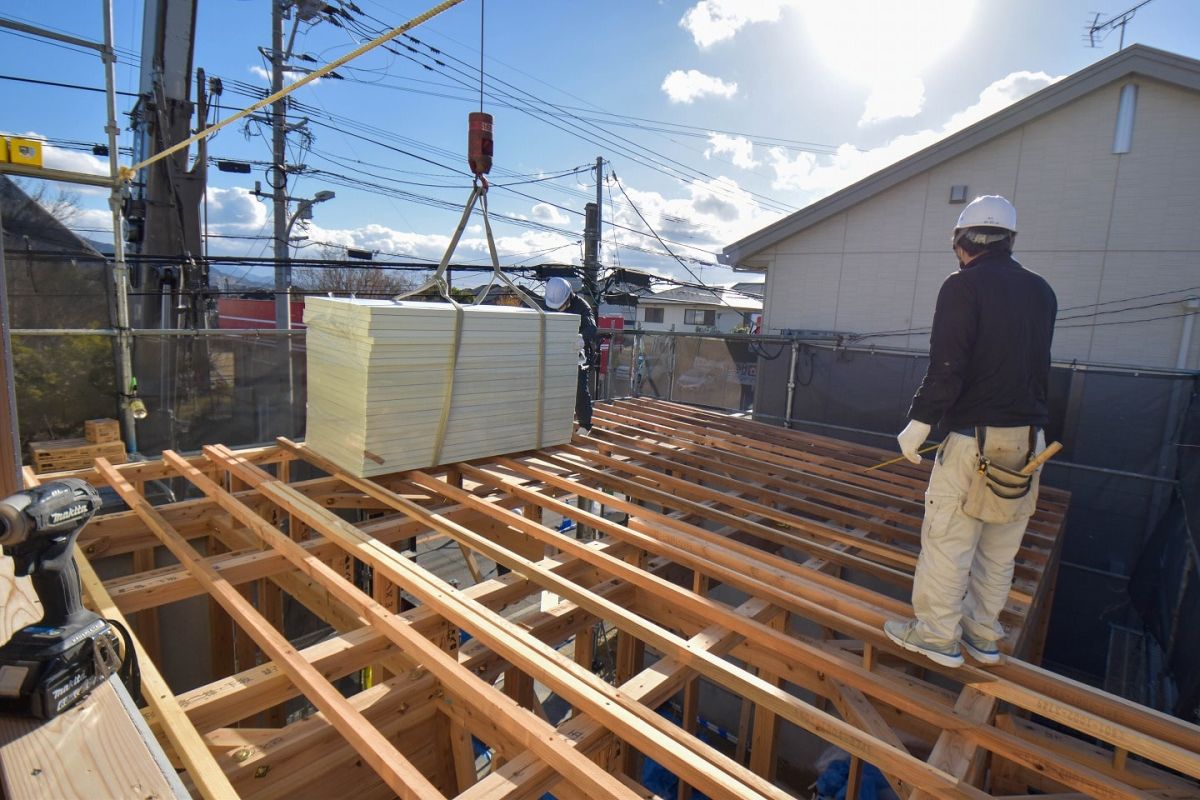 福岡県春日市11　注文住宅建築現場リポート④　～上棟式・２日目～