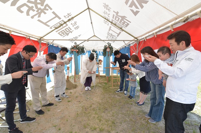 福岡県朝倉郡筑前町東小田01　注文住宅建築現場リポート①　～地鎮祭～