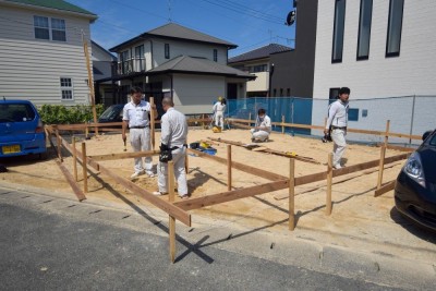 福岡市南区23　注文住宅建築現場リポート②　～基礎工事・遣り方～