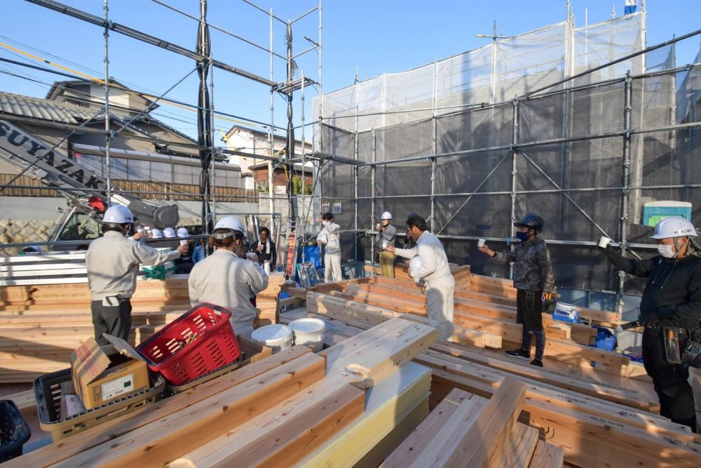 「福岡市西区拾六町01」注文住宅現場リポート②【上棟式】