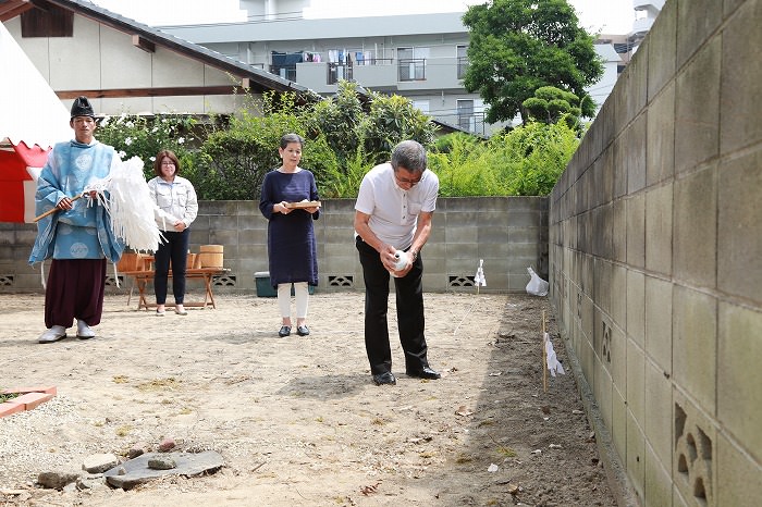 福岡市南区塩原01　注文住宅建築現場リポート①　～地鎮祭～