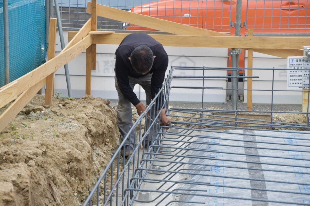 「福岡市早良区有田01」注文住宅現場リポート②【基礎工事】【配筋】