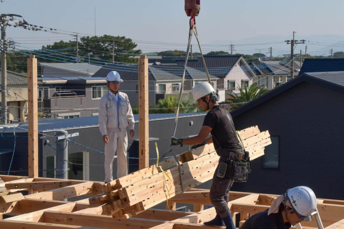 福岡県福岡市東区11　注文住宅建築現場リポート④　～上棟式２日目・午前〜