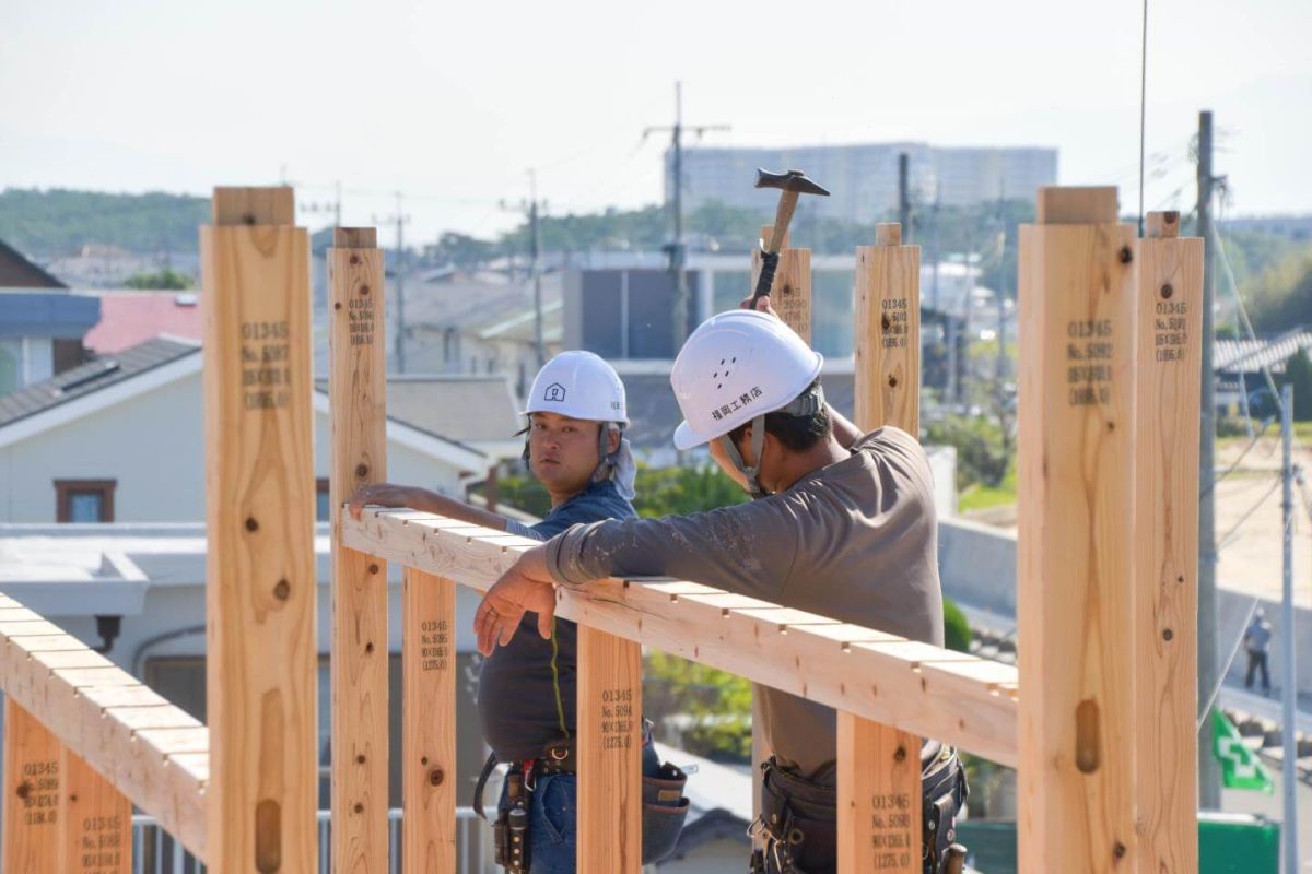 福岡県福岡市東区11　注文住宅建築現場リポート④　～上棟式２日目・午前〜