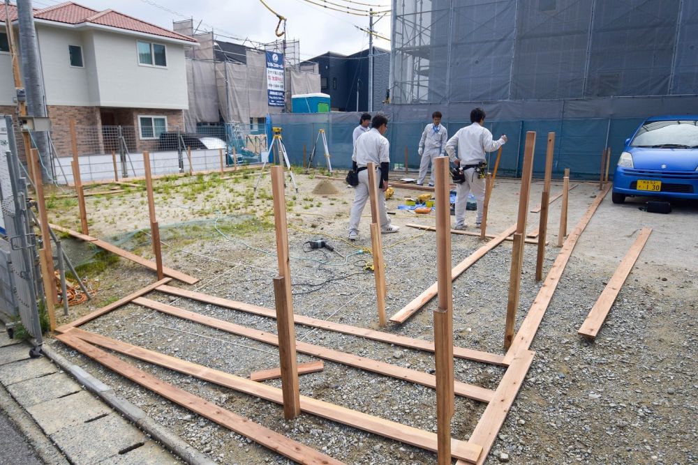 「福岡市城南区06」注文住宅現場リポート②【基礎工事】【遣り方】