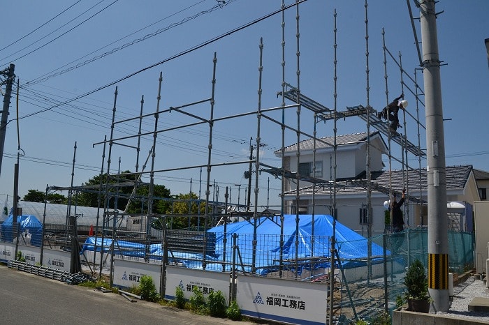 「朝倉郡筑前町東小田01」注文住宅現場リポート④【足場設置】