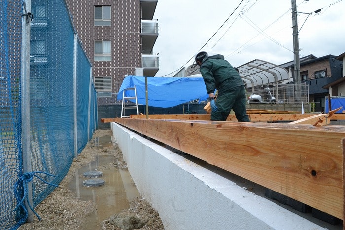「筑紫野市03」注文住宅現場リポート⑤【木工事】【土台敷き】