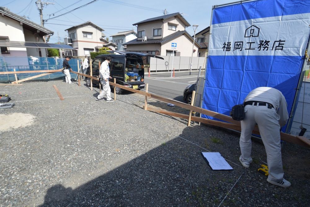 「糸島市二丈深江01」注文住宅現場リポート②【基礎工事】【遣り方】