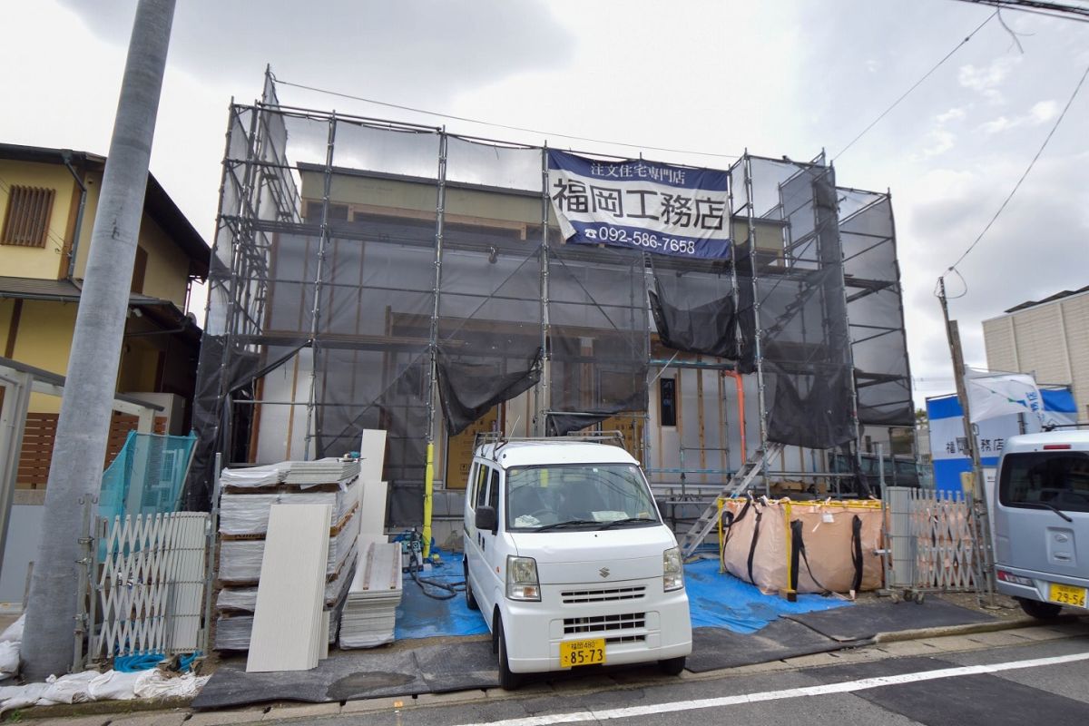 福岡県福岡市西区09　注文住宅建築現場リポート⑥　～木工事・石膏ボード施工～