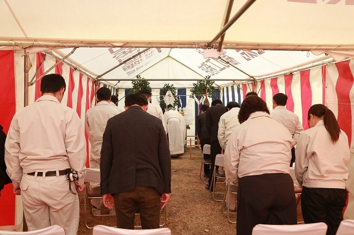 「筑紫野市杉塚01」注文住宅現場リポート①【地鎮祭】