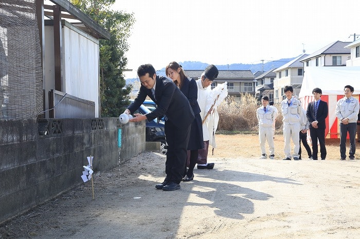 「筑紫野市杉塚01」注文住宅現場リポート①【地鎮祭】