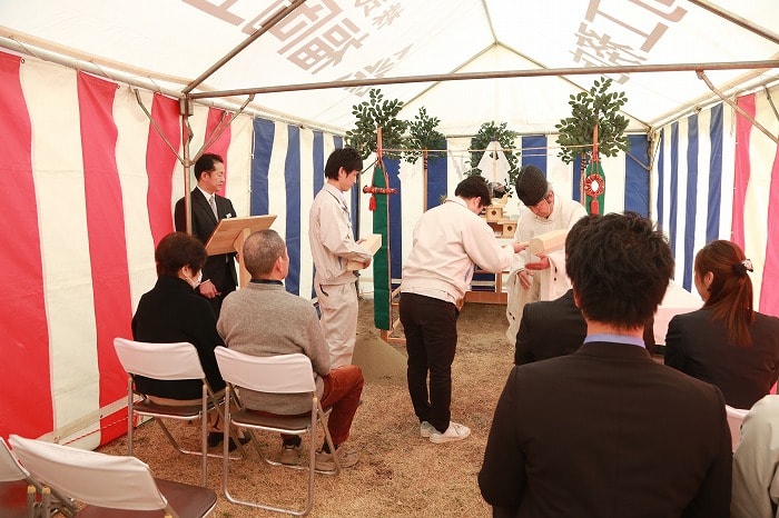 「筑紫野市杉塚01」注文住宅現場リポート①【地鎮祭】