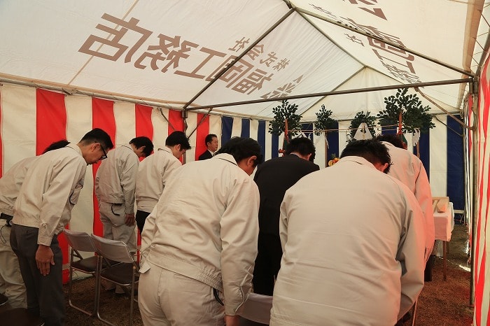 「筑紫野市杉塚01」注文住宅現場リポート①【地鎮祭】