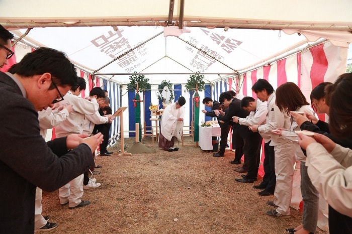 「筑紫野市杉塚01」注文住宅現場リポート①【地鎮祭】
