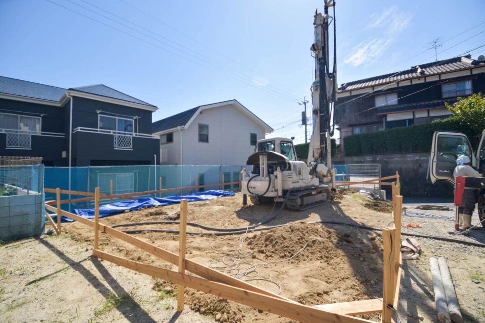 福岡市城南区友丘02　注文住宅建築現場リポート②　～柱状改良工事～