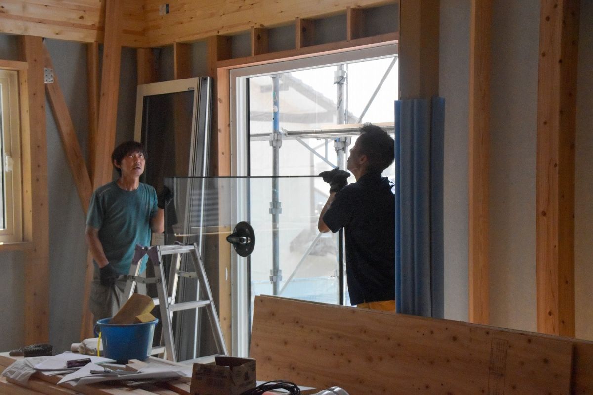「北九州市若松区二島01」注文住宅現場リポート④【木工事】【サッシ】
