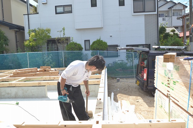 「春日市紅葉ヶ丘西03」注文住宅現場リポート④【木工事】【土台敷き】