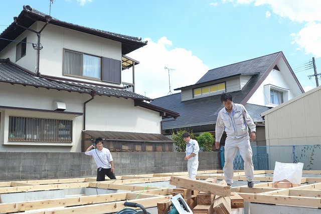 「春日市紅葉ヶ丘西03」注文住宅現場リポート④【木工事】【土台敷き】