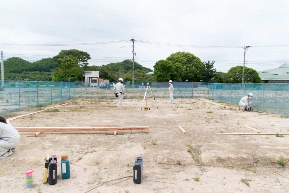 福岡県糟屋郡粕屋町03　注文住宅建築現場リポート②　～基礎工事・遣り方～