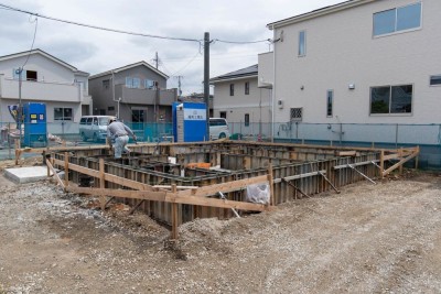 福岡県小郡市04　注文住宅建築現場リポート④　～基礎工事・型枠取り付け～