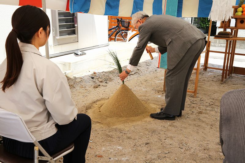 福岡市早良区百道01　注文住宅建築現場リポート①　～地鎮祭～