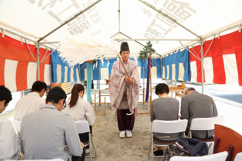 福岡市早良区百道01　注文住宅建築現場リポート①　～地鎮祭～