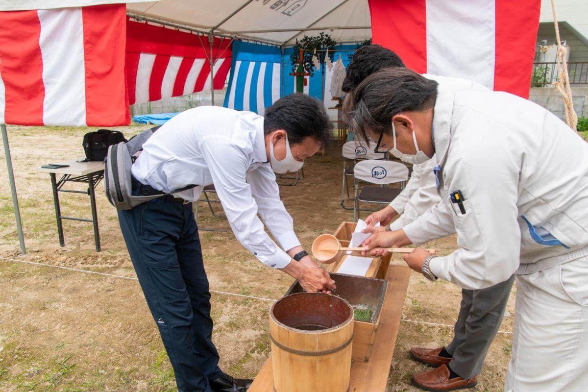 福岡県遠賀郡岡垣町01　注文住宅建築現場リポート①　～地鎮祭～