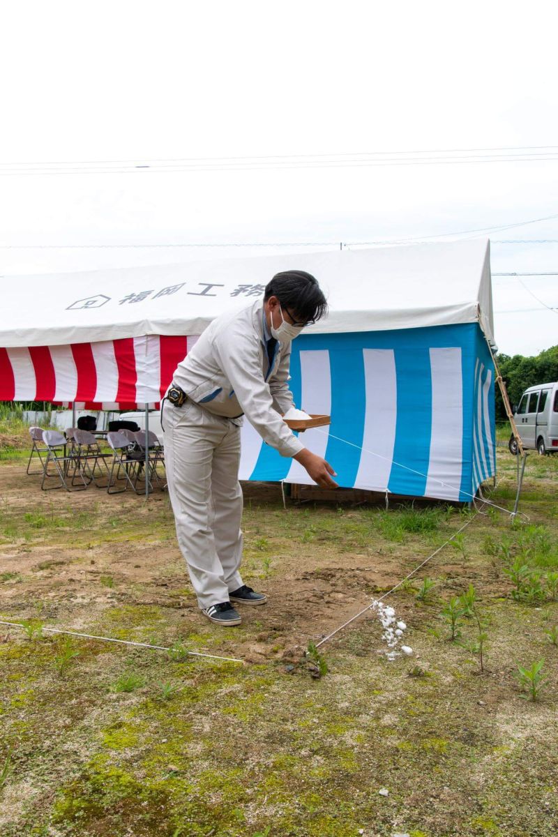 福岡県遠賀郡岡垣町01　注文住宅建築現場リポート①　～地鎮祭～