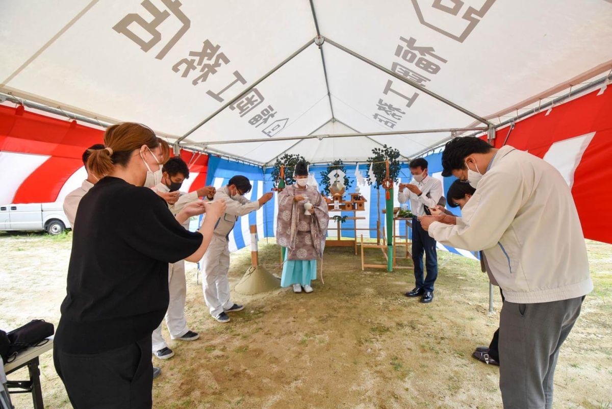 「遠賀郡岡垣町01」注文住宅現場リポート①【地鎮祭】