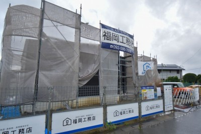 福岡県朝倉郡筑前町04　注文住宅建築現場リポート⑦ ～木工事・石膏ボード施工完了～