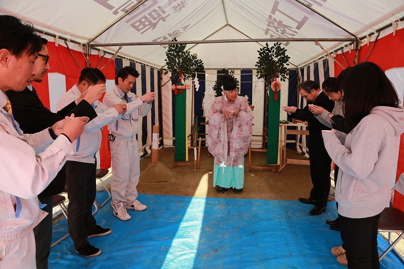 福岡市南区柳瀬01　注文住宅建築現場リポート①　～地鎮祭～