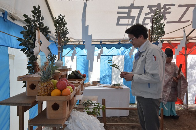 福岡市早良区梅林02　注文住宅建築現場リポート①　～地鎮祭～