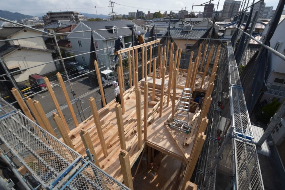 福岡県久留米市01　注文住宅建築現場リポート④　～祝・上棟式1日目～