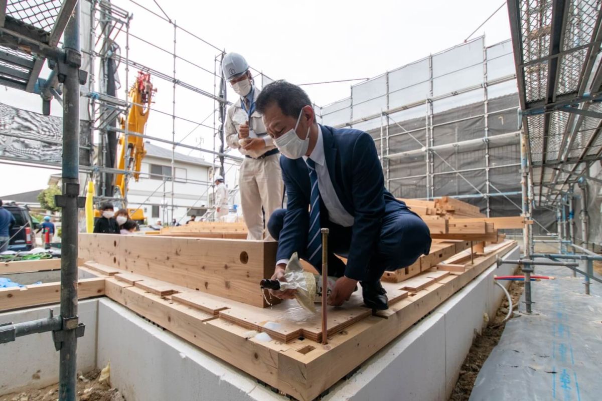 福岡県那珂川市09　注文住宅建築現場リポート①　～上棟式・前編～