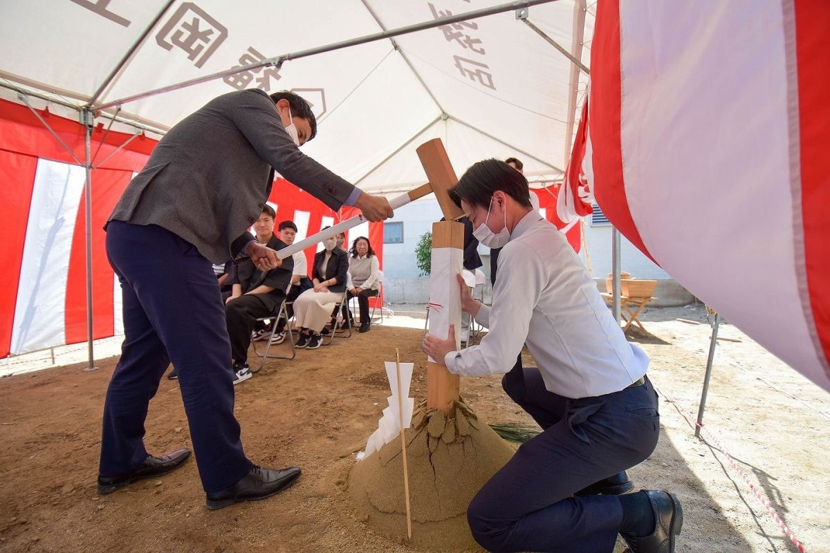 「福岡市早良区有田01」注文住宅現場リポート①【地鎮祭】