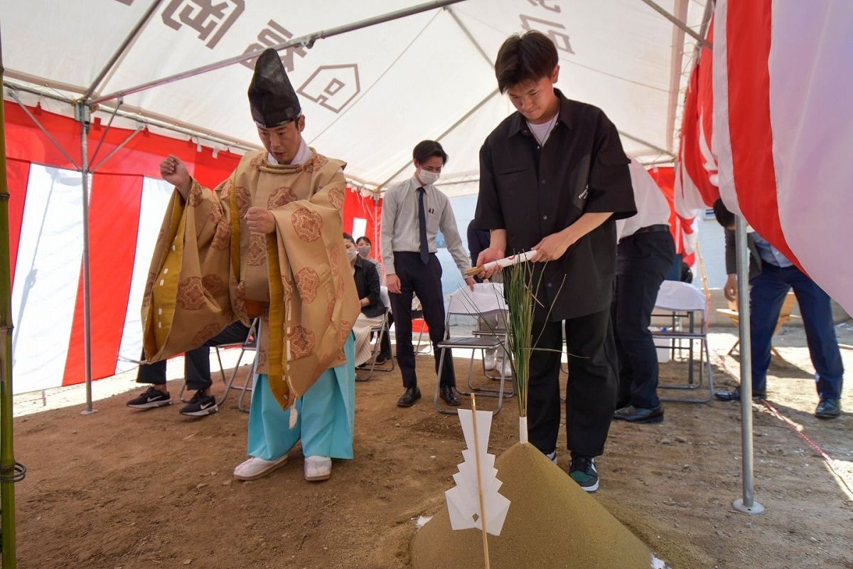 「福岡市早良区有田01」注文住宅現場リポート①【地鎮祭】