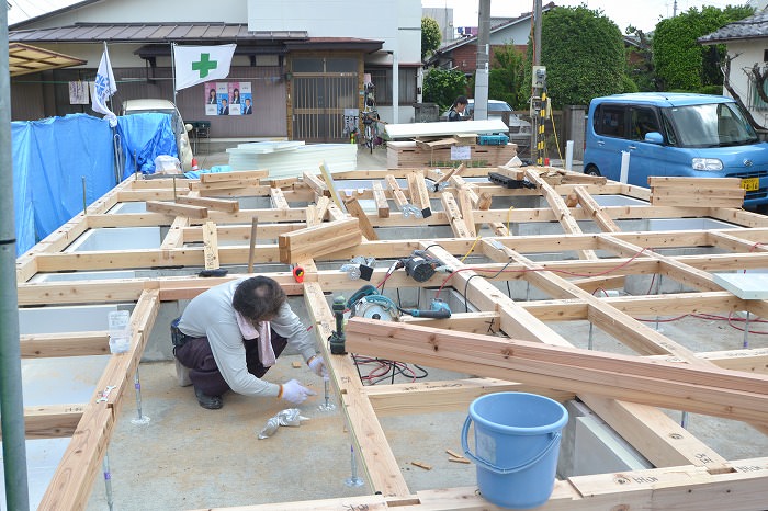 「福岡市南区02」注文住宅現場リポート④【木工事】【土台敷き】