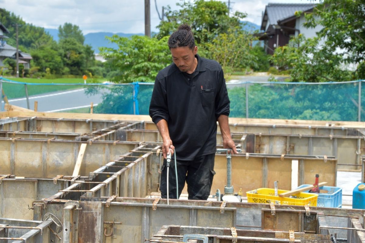 福岡県筑紫野市11　注文住宅建築現場リポート③　～基礎工事・生コン打設〜