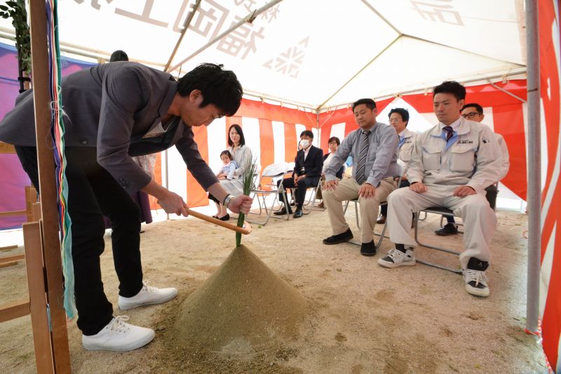 福岡県朝倉郡筑前町中牟田01　注文住宅建築現場リポート①　～地鎮祭～